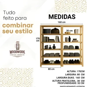 Kit 2 Estante Prateleiras Armário Multiuso Madeira Pinus - Imagem 4