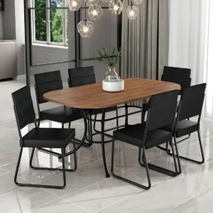 Conjunto Sala De Jantar Carraro Com Mesa E 6 Cadeiras Preto Fenix Carraro - Imagem 1