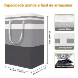 Kit 2 Cesto De Roupa Suja Grande Dobrável Para Banheiro 72l - Imagem 2