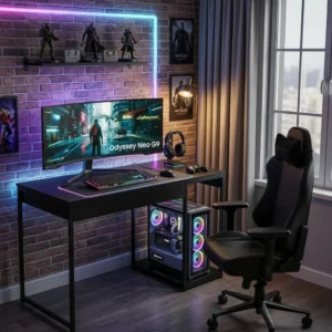 Escrivaninha Gamer Mesa Para Computador Com Suporte Para Cpu - Imagem 1