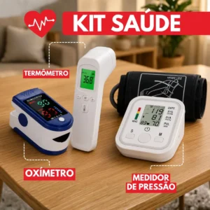 Kit Saúde 3 Em 1 Aparelho De Pressão Arterial Digital + Oxímetro De Dedo + Termômetro Infravermelho Testa Sem Contato Medidor Sinais Vitais Portátil Bpm Saturação Oxigênio Combo - Imagem 1