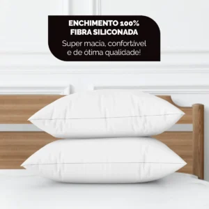 Kit 2 Travesseiros 70x50 Antialérgico Lavável Fibra Siliconada Toque de Pluma de Ganso Oaktex Cor Branco - Imagem 4