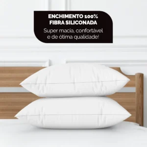 Kit 2 Travesseiros 70x50 Antialérgico Lavável Fibra Siliconada Toque de Pluma de Ganso Oaktex Cor Branco - Imagem 4