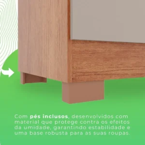 Guarda-roupa Casal com Espelho 6 Portas 2 Gavetas Sallêto Cinamomo/Off White - Imagem 6
