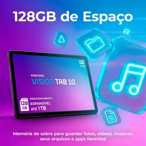 Positivo Vision TAB10 T3010 4GB RAM 128GB SSD com Capa Teclado Octa-Core 5 13MP Bateria 6000mAh Tela 10.1“ HD Wifi AC e 4G Full Lamination - Preto - Imagem 7