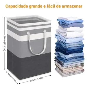 Kit 2 Cesto De Roupa Suja Grande Dobrável Para Banheiro 72l - Imagem 7