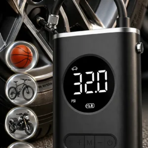 Mini Compressor Bomba Encher Pneu Carro Bicicleta Moto Eletrica Bola Portatil Digital - Imagem 6