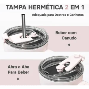 Copo Térmico Gigante 1,2l Inox Com Tampa E Inox Canudo Cor Rosa Cor Pura / Material Fosco - Imagem 8