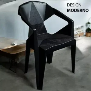 Kit Mesa Plástico Quadrada Preta Jr Plasticos Com 4 Cadeiras Diamond - Imagem 7
