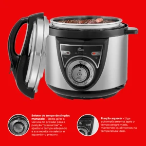 Panela De Pressão Elétrica Kian 4l Inox Acessórios Cor Preto Frequência 50 Hz X 60 Hz - Imagem 6