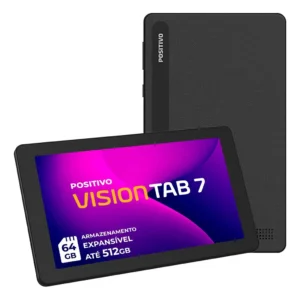 Tablet Positivo Vision TAB 7 - Processador Octa-Core 3GB RAM 64GB Armazenamento Tela 7” IPS Bateria 3100mAh, Android 14 Go, Wi-fi - Preto - Imagem 1