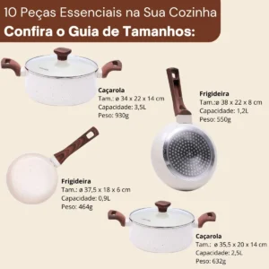Jogo De Panelas Com 10 Peças Mimo Style Pratic Cook Mármol Cor Branco - Imagem 4