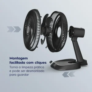 Ventilador de Mesa 40cm 6 Pás 3 Velocidades Electrolux Com Inclinação Silencioso Duoforce Air+ EFD40 Cinza - Imagem 3