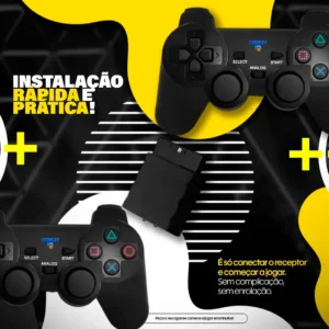 Kit 2 Controle Sem Fio Para Ps2 Joystick Manete Plug And Play - Crowley - Imagem 6