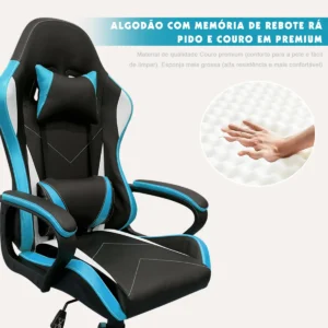 Cadeira Gamer Barata Ergonômica Python Fly Couro Sintético Cor Azul - Imagem 4