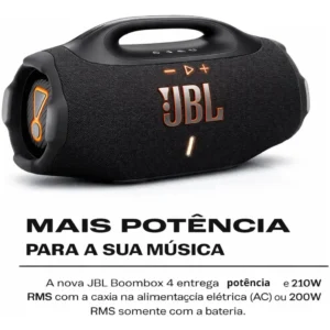 Caixa De Som Jbl Boombox 4 Bluetooth Som 210w Jbl Pro Ai Sound Boost Graves Personalizáveis Bateria De Até 34h Ip68 Áudio Lossless Preta - Imagem 6