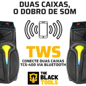 Caixa De Som Amplificada Bluetooth 600w Rms Tcs400 Cor Preto The Black Tools Com Rádio Fm Usb Pendrive Led Rgb Bivolt - Imagem 7