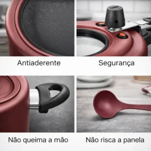 Panela Pressão Antiaderente Alumínio Com Visor 4,5l Mta - Imagem 6