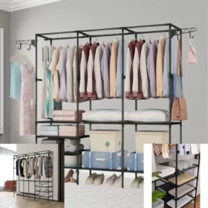 Cabideiro Arara Closet Roupas Sapateira Triplo Cor Preto - Imagem 8