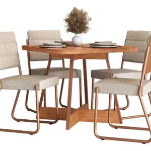 Conjunto Sala Jantar 4 Cadeiras Charlotte Carraro Nogal Rose - Imagem 2