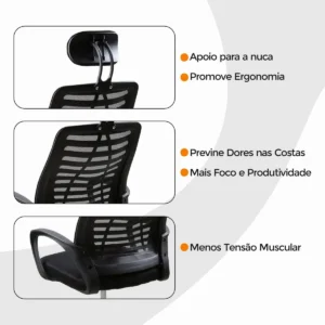 Cadeira de escritório Oficial Webshop Diretor Mesh Dir360 ergonômica preta com estofado de malha - Imagem 7