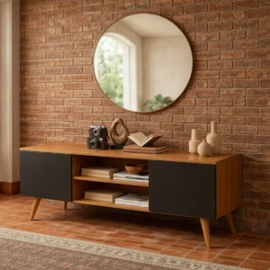 Rack Sala Estante Industrial Retro Com 2 Portas Com Nichos - Imagem 7