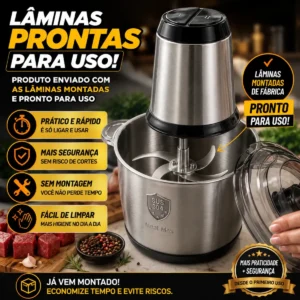 Multiprocessador Triturador Elétrico Carnes Legumes Inox 3l - Imagem 4