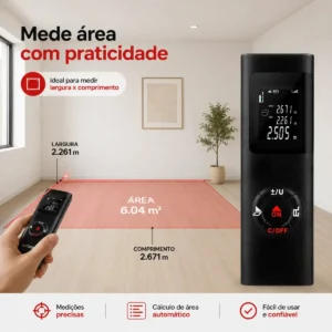 Trena Laser 40m Recarregável Com Cabo Usb Medidor Digital De Distância Área Volume Precisão ±2mm Fácil De Usar Para Obra Reforma Parede Cômodo Altura Mede Sozinho Sem Fita Eletric Teck - Imagem 7
