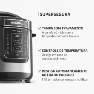 Panela Elétrica Pe-60-6l Digital Pressão 6l Mondial Cor Preto Frequência 60hz - Imagem 5
