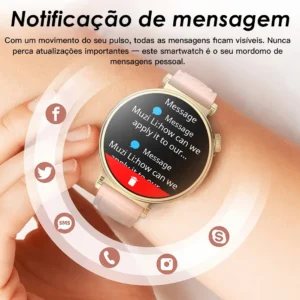 Smartwatch Feminino Aurafit Am23 Tela Amoled 1.32 Ouro Rosa - Imagem 8