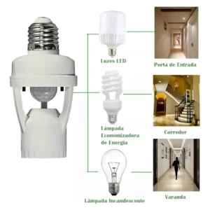 Kit 3 Sensor De Presença Lâmpada Com Fotocélula Soquete E27 - Imagem 7
