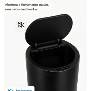 Lixeira Inteligente Automática com Sensor para Cozinha e Banheiro, 16 Litros Preto - Imagem 5
