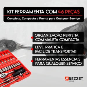 Kit Ferramentas Quicko 46 Peças com Soquetes e Chaves de Fenda, Catraca e Allen - Imagem 5
