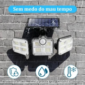 Led 3 Luminária Solar Com Sensor De Movimento Lâmpadas 122 - Imagem 8
