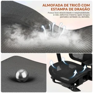 Cadeira Ergonomica,Cadeira Escritorio FivDaily L780, Giratória Reclinável 145°, Encosto Elevável Ajustável, Lombar Flutuante, Cabeça 8D, Braços 5D, Base Aço, Apoio Para Pés Para Home Office, Preto - Imagem 6