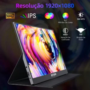 Monitor Portátil Gamer Bettdow de 15.6" Full HD IPS Antirreflexo com Capa - Imagem 1