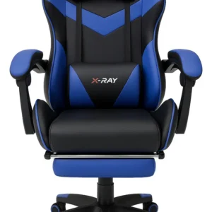 Cadeira Gamer Profissional Reclinável Apoio De Pés X-ray Cor Azul Material do estofamento Couro sintético - Imagem 4