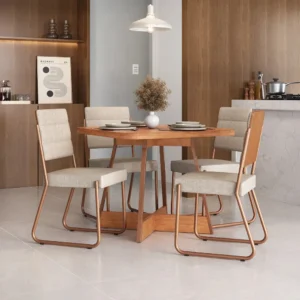 Conjunto Sala Jantar 4 Cadeiras Charlotte Carraro Nogal Rose - Imagem 1
