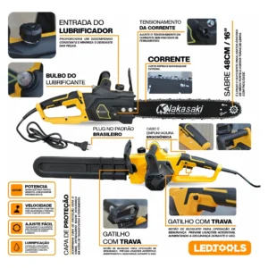 Motosserra Elétrica 2300w Sabre 48cm 16'' 6000rpm Potente - Imagem 3