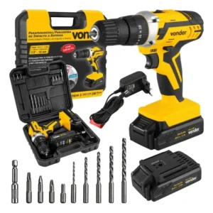 Parafusadeira Furadeira De Impacto 2 Baterias 20v Fonte Carregamento Bivolt Pfv238i Vonder - Imagem 1