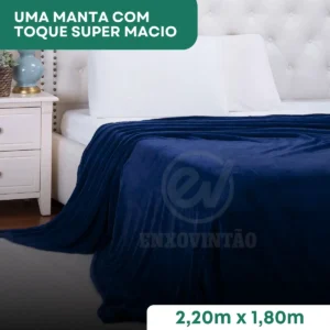 Cobertor Manta Soft Casal Microfibra Antialérgica Veludo Super Quentinha Toque Macio E Confortável Cor Azul Marinho - Imagem 6