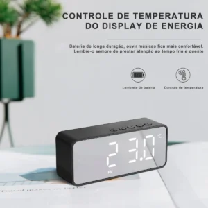 FORESTORY G50 Relógio Digital Despertador Mesa Cabeceira Alarme Rádio Fm - Preto Com Bluetooth, Entrada Auxiliar (aux), Rádio Fm E Usb.Relógio Despertador Rádio Fm Caixa Som Bluetooth Alarme S/fio - Imagem 6