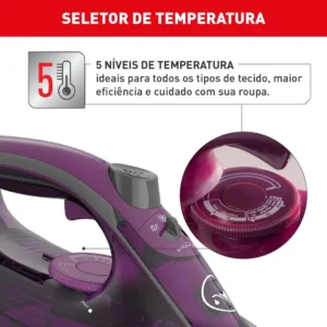 Ferro a vapor Arno Powergliss com base XGlide e vapor contínuo FPO1 - Imagem 5