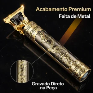 Máquina De Cortar Cabelo E Aparador De Barba Dr. Hank Dragão Dourado Lâmina T Profissional Sem Fio Recarregável Usb, 4 Pentes 1 Ao 4 Mm Motor Potente - Imagem 3
