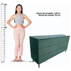 Cômoda Ditália 6 Gavetas Dm-243 Verde Oliva Cozy - Imagem 4