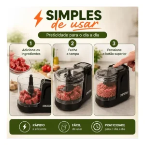 Mini Processador Triturador Elétrico 350ml - 127v / 220v - Imagem 5