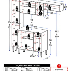 Armário De Cozinha Compacta Smart Multimóveis Mp2183 Cor Madeirado/Preto - Imagem 5