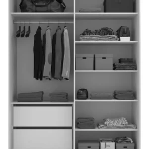 Guarda-roupa Solteiro 4 Portas 2 Gavetas Branco MDF Manbel 56x160,5x232,2 cm - Imagem 4