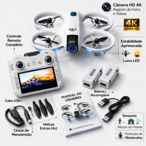Drone Gt3 Max 4k Ultra Hd Camera Fpv 5g Dobravel 2 Baterias Bolsa Transporte Controle Com Tela Integrada Imagens Estaveis Estabilizador Digital Fotografia Aerea Video Profissional Longo Alcance - Imagem 1