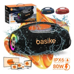 Basike Caixa de Som Boombox Plus 80W 8000Mah 10hrs Portátil Bluetooth 5.3 Sem fio IPX6 À Prova D'água Com Luz RGB Hifi TWS Bass Forte bombox Para TV Copa Mundo 2026 Sabala Festa Casa Subwoofer RAD337 - Imagem 1